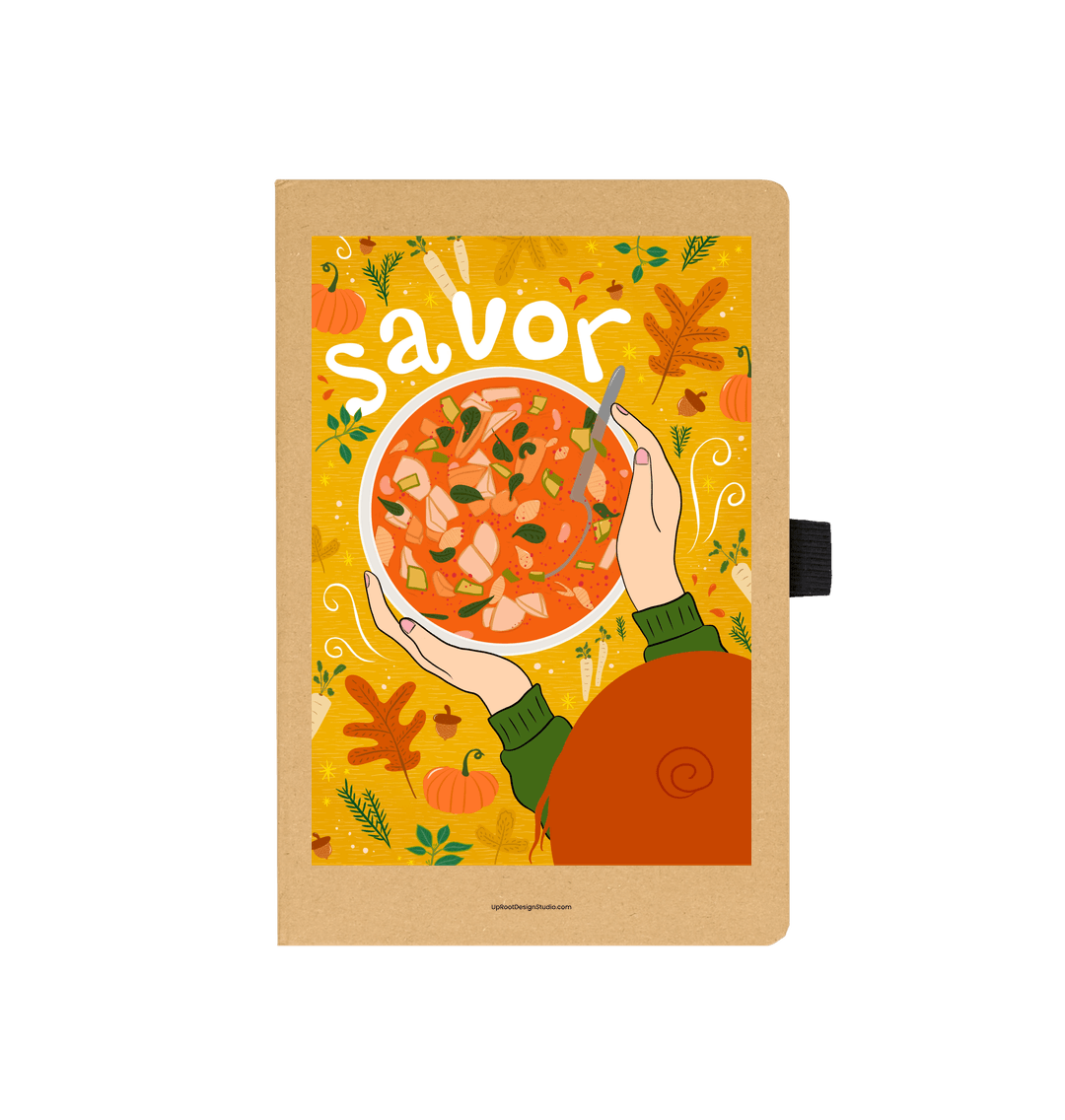 Savor Autumn Soup & Vegetables Eco-Friendly Recycled Journal (Kraft)