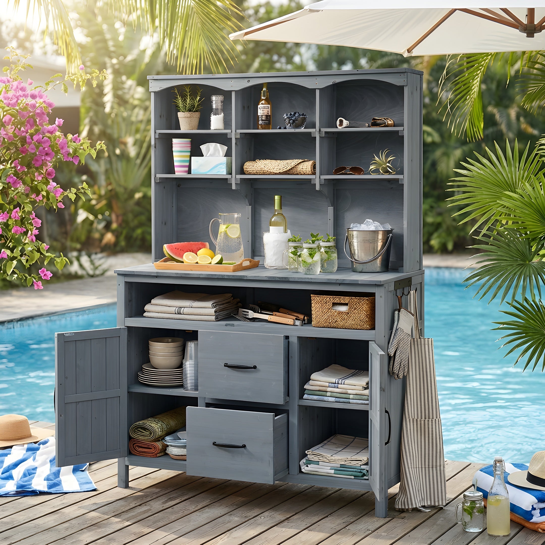 TOPMAX Large Fir Wood Potting Bench