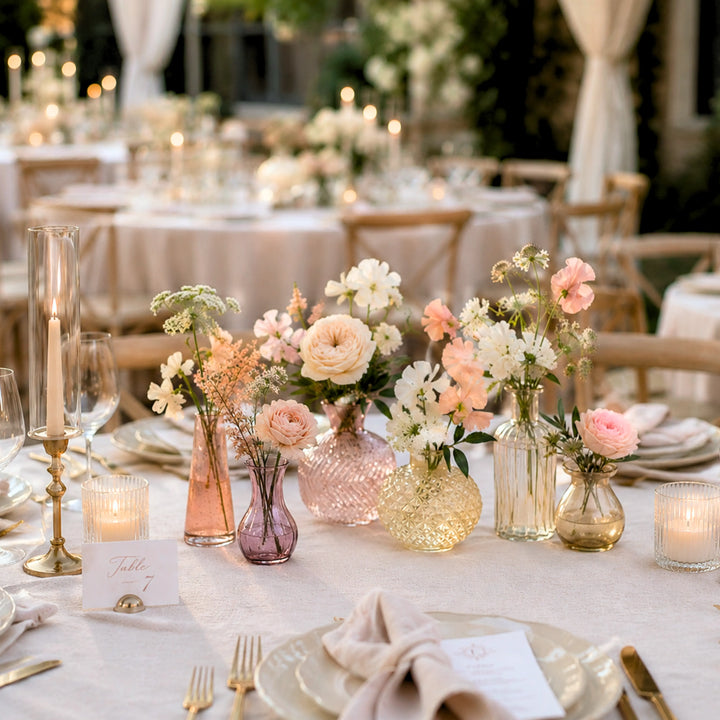 Assorted Yellow and Peach Glass Bud Vases