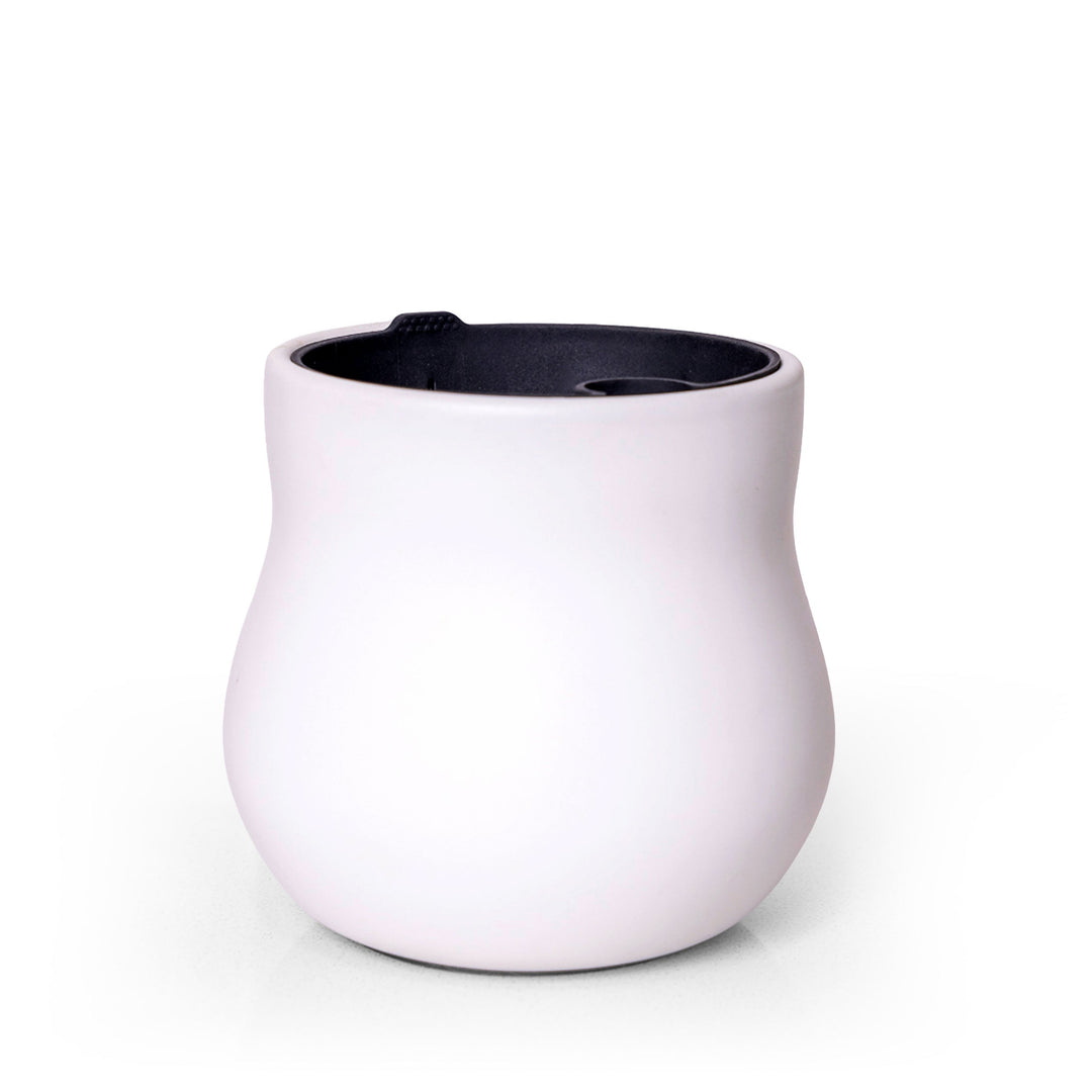 Ceramic Plant Pot with Rubber Liner - Alabaster White