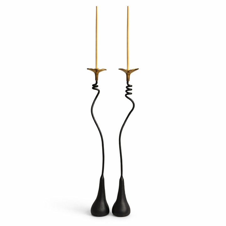 Jasmine in Bloom Candlestick — Handmade Sculptural Iron Candleholder (20”)