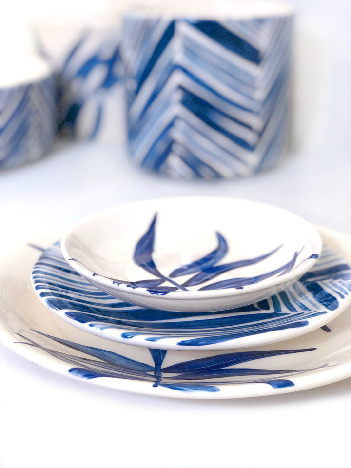 Floating Leaves Dinner Plate - Blue