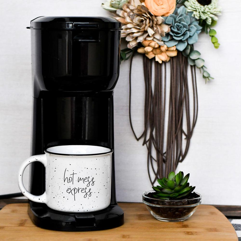 Hot Mess Express Ceramic Coffee Mug 15oz Black Rim Fun Gift for Family &amp; Friends