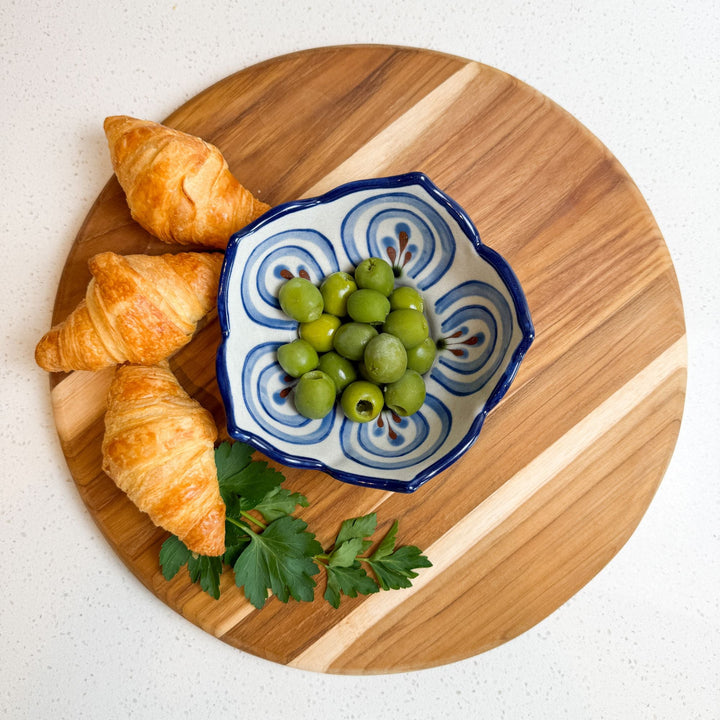 Teak Serving Board with Wine/Bowl Cutout