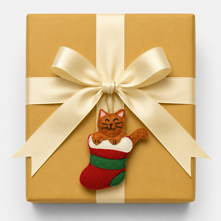 Caught in the Stocking Cat Ornament