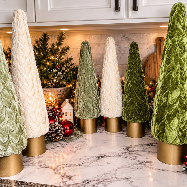 Velvet Christmas Tree Gold Pedestal Holiday Tabletop Home Decor Fun Holiday Gift