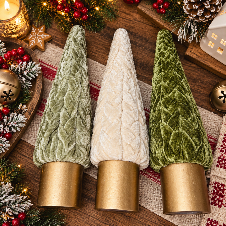 Velvet Christmas Tree Gold Pedestal Holiday Tabletop Home Decor Fun Holiday Gift