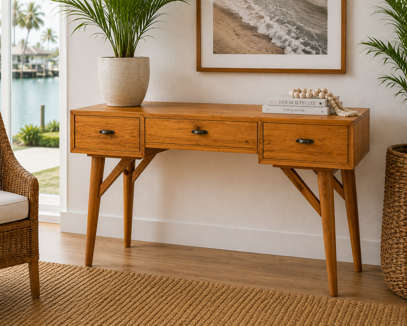 Recycled Teak Mid Century Desk