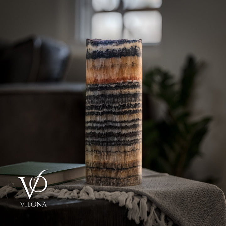 Tangerine Onyx - 12" Tall, x 4.5" Diameter (Small Table Lamp 
