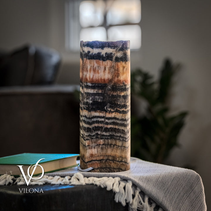 Tangerine Onyx - 12" Tall, x 4.5" Diameter (Small Table Lamp 