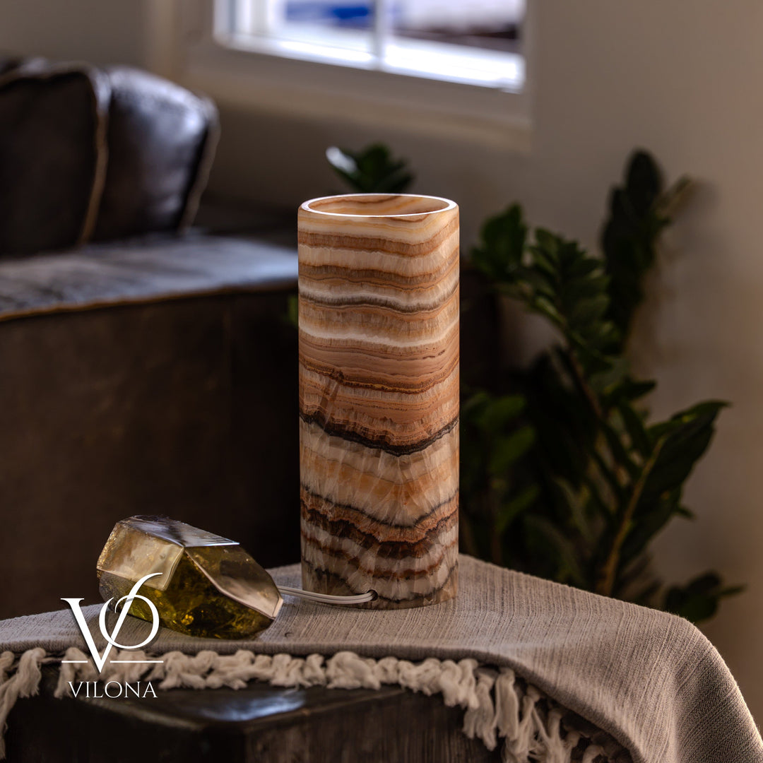 Sahara Onyx - 12" Tall, x 4.5" Diameter (Small Table Lamp 