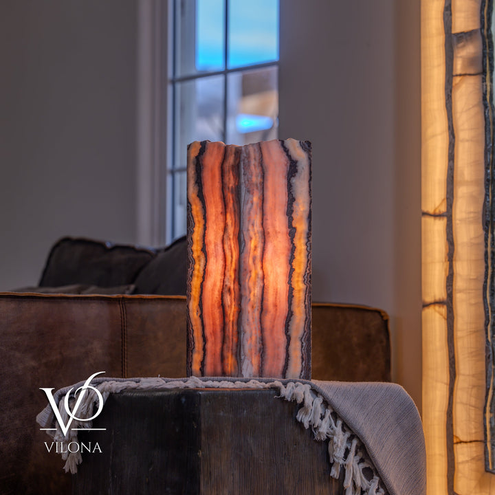 Rosa Onyx Live Edge Table Lamp – 16" Tall × 6" Square 