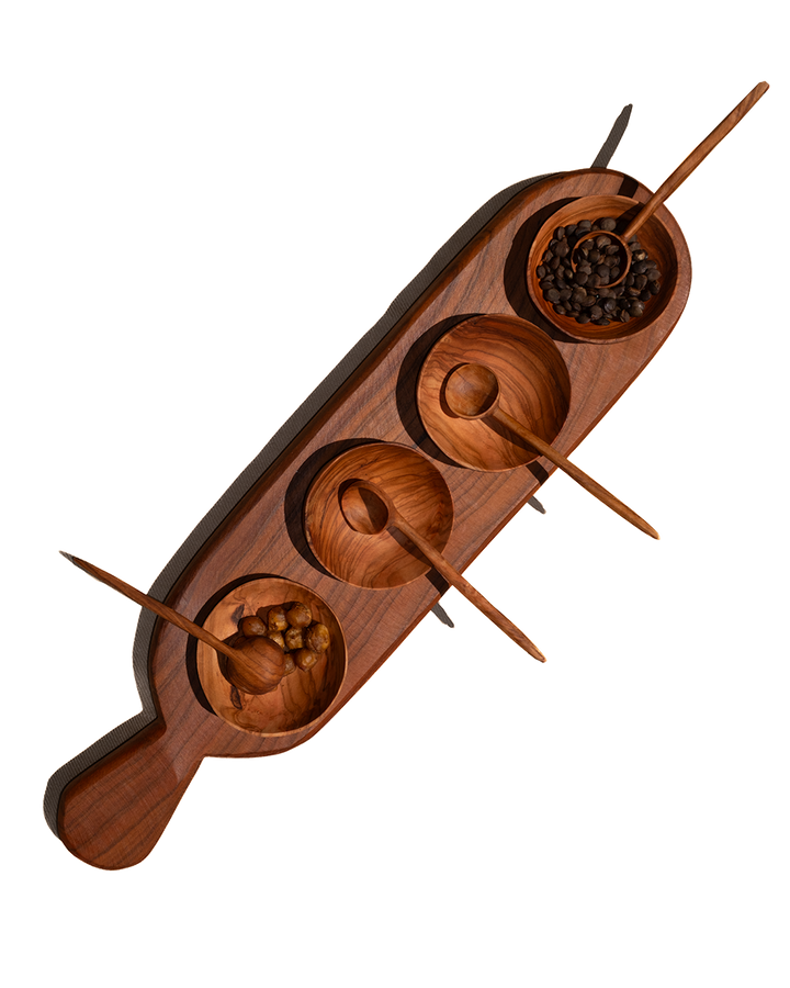 Four Condiment Serving Set Tray