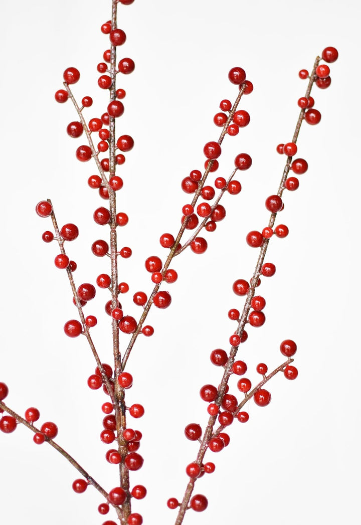 36" Faux Outdoor Red Berry Stem