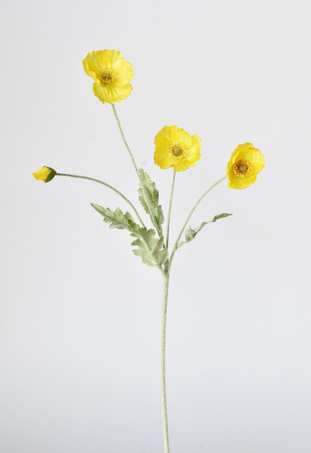 24" Faux Yellow Poppy Stem