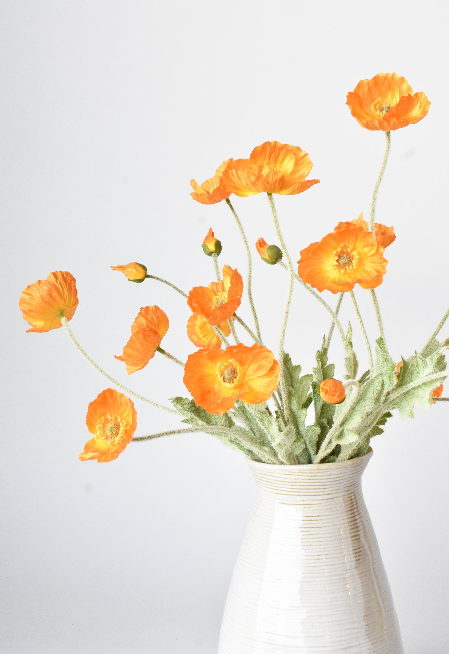24" Faux Orange Poppy Stem