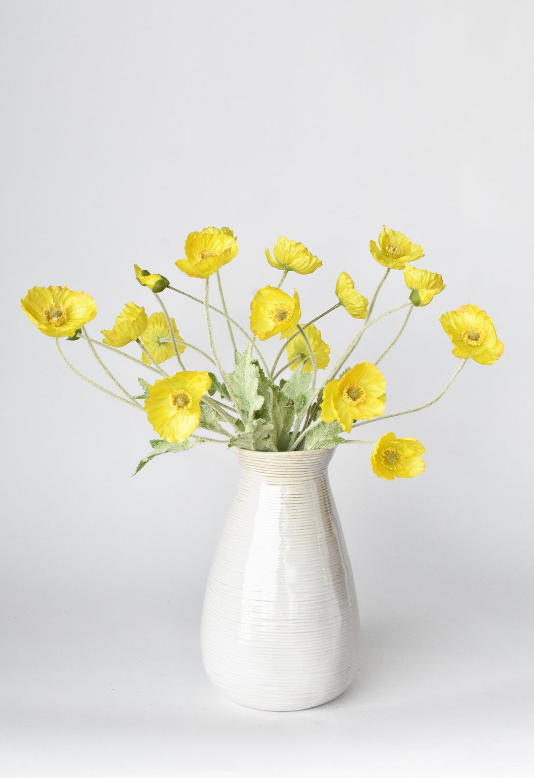 24" Faux Yellow Poppy Stem
