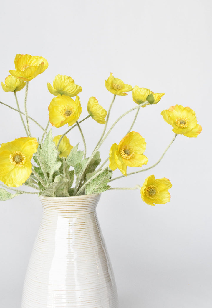 24" Faux Yellow Poppy Stem