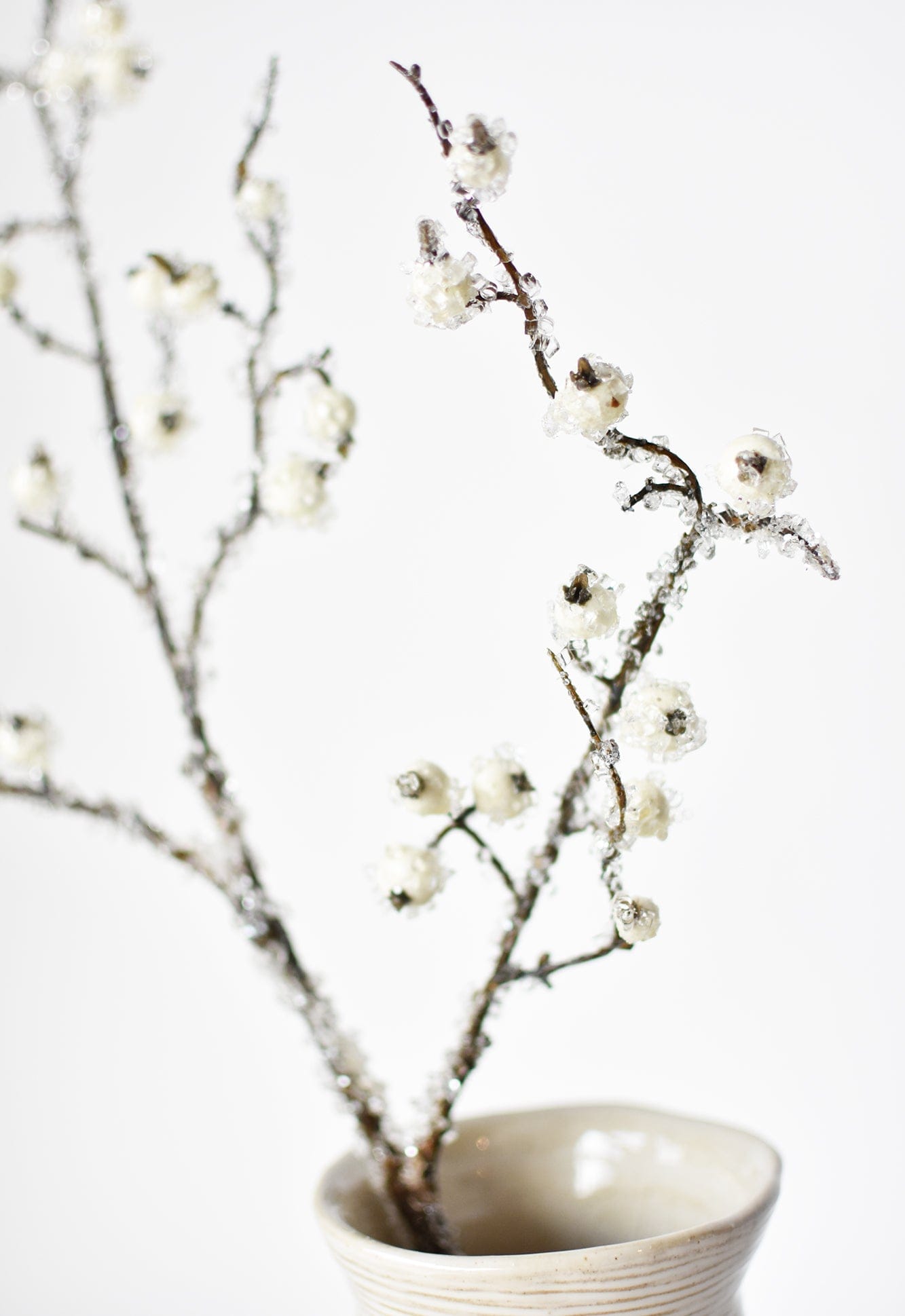 29" Faux Iced White Berry Stem