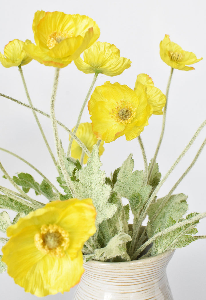 24" Faux Yellow Poppy Stem