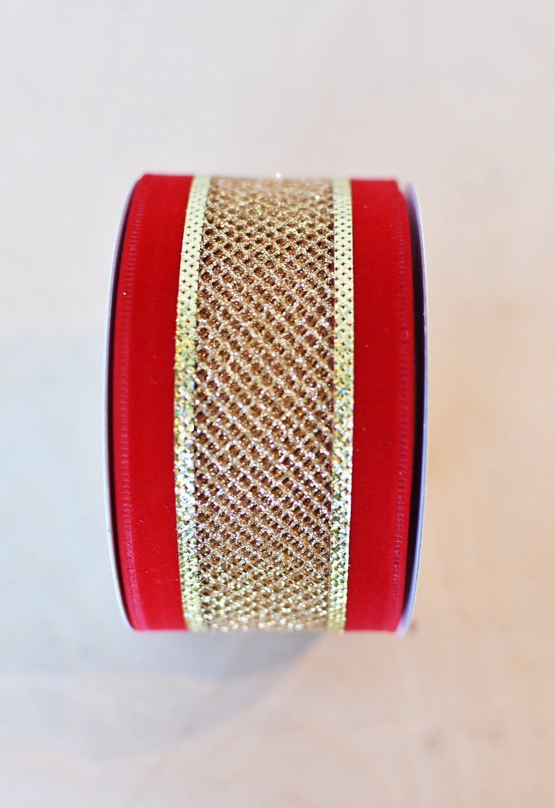 2.5" x 10yd Red/Gold Mesh Ribbon