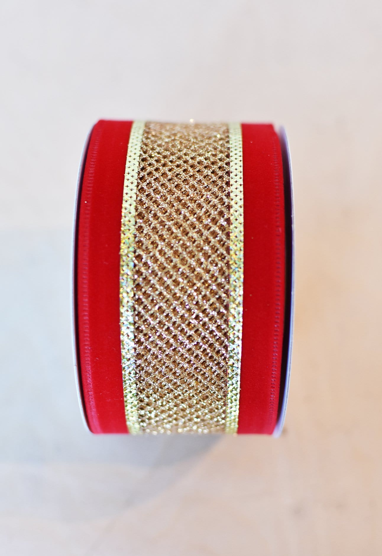 2.5" x 10yd Red/Gold Mesh Ribbon
