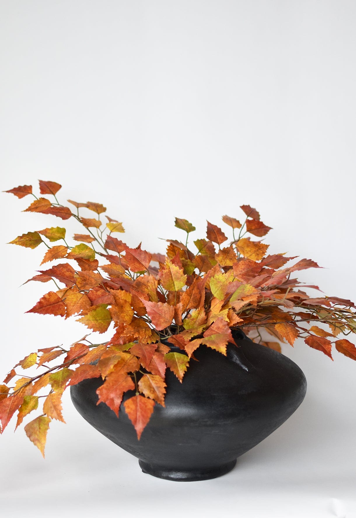 26" Faux Birch Leaf Stem Red / Orange / Yellow
