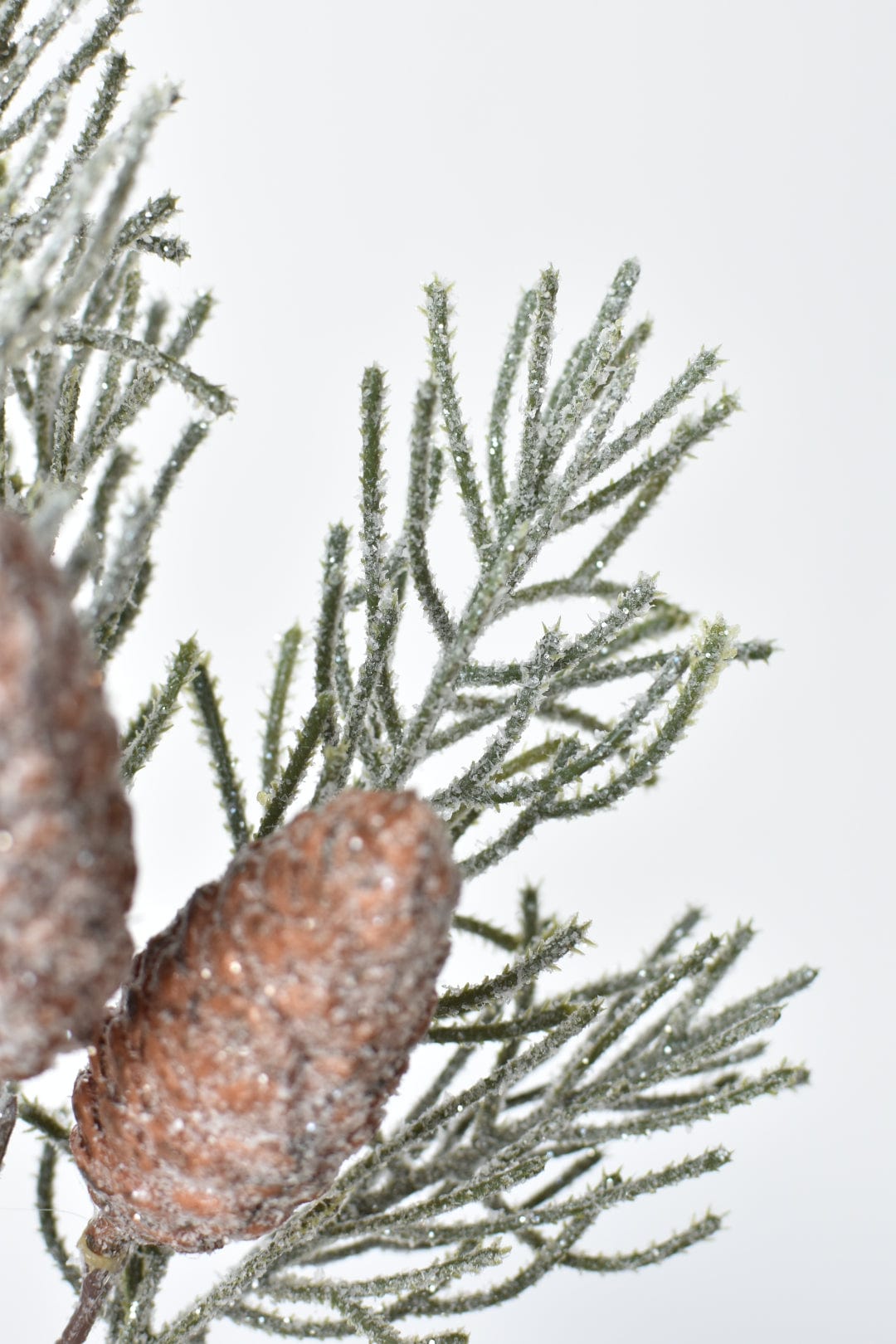 13" Faux Frosted Greenery with Faux Pine Cones
