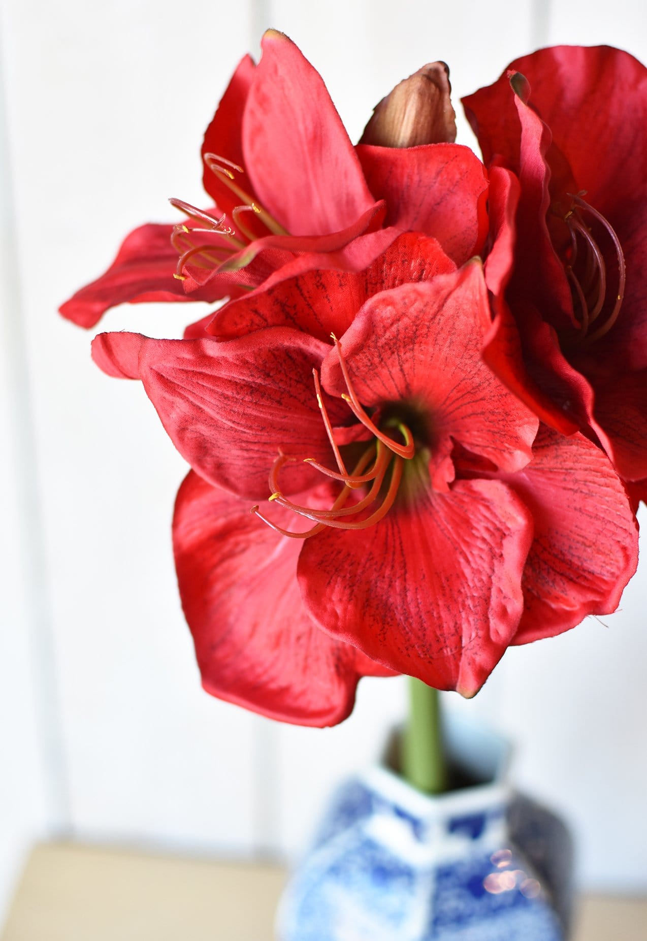 29" Faux Red Amaryllis Stem
