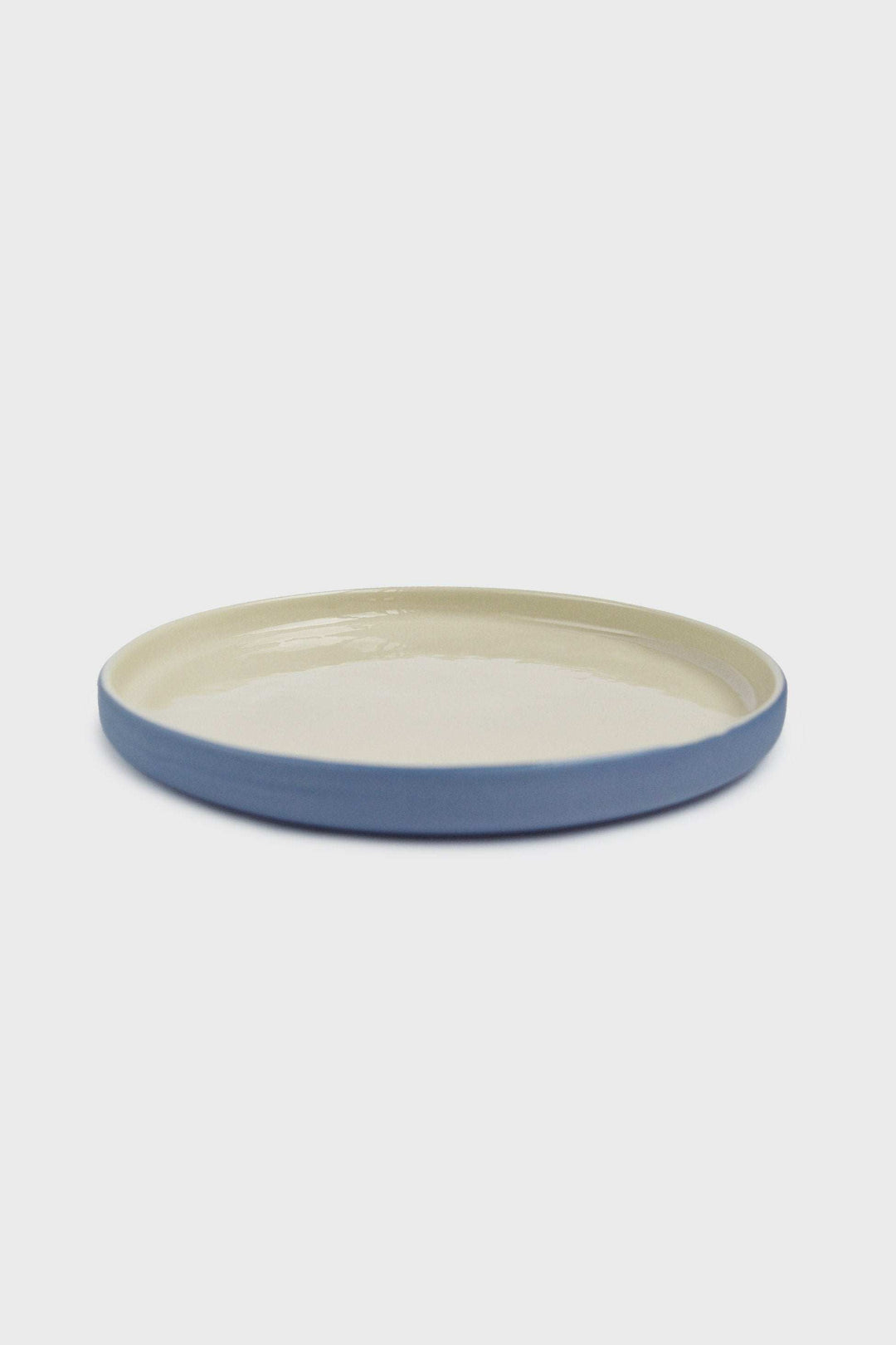 Handmade Blue Porcelain Dinner Plates. Forget-me-not/Chocolate