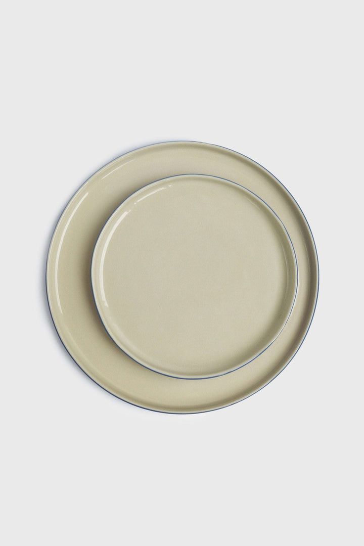 Handmade Blue Porcelain Dinner Plates. Forget-me-not/Chocolate