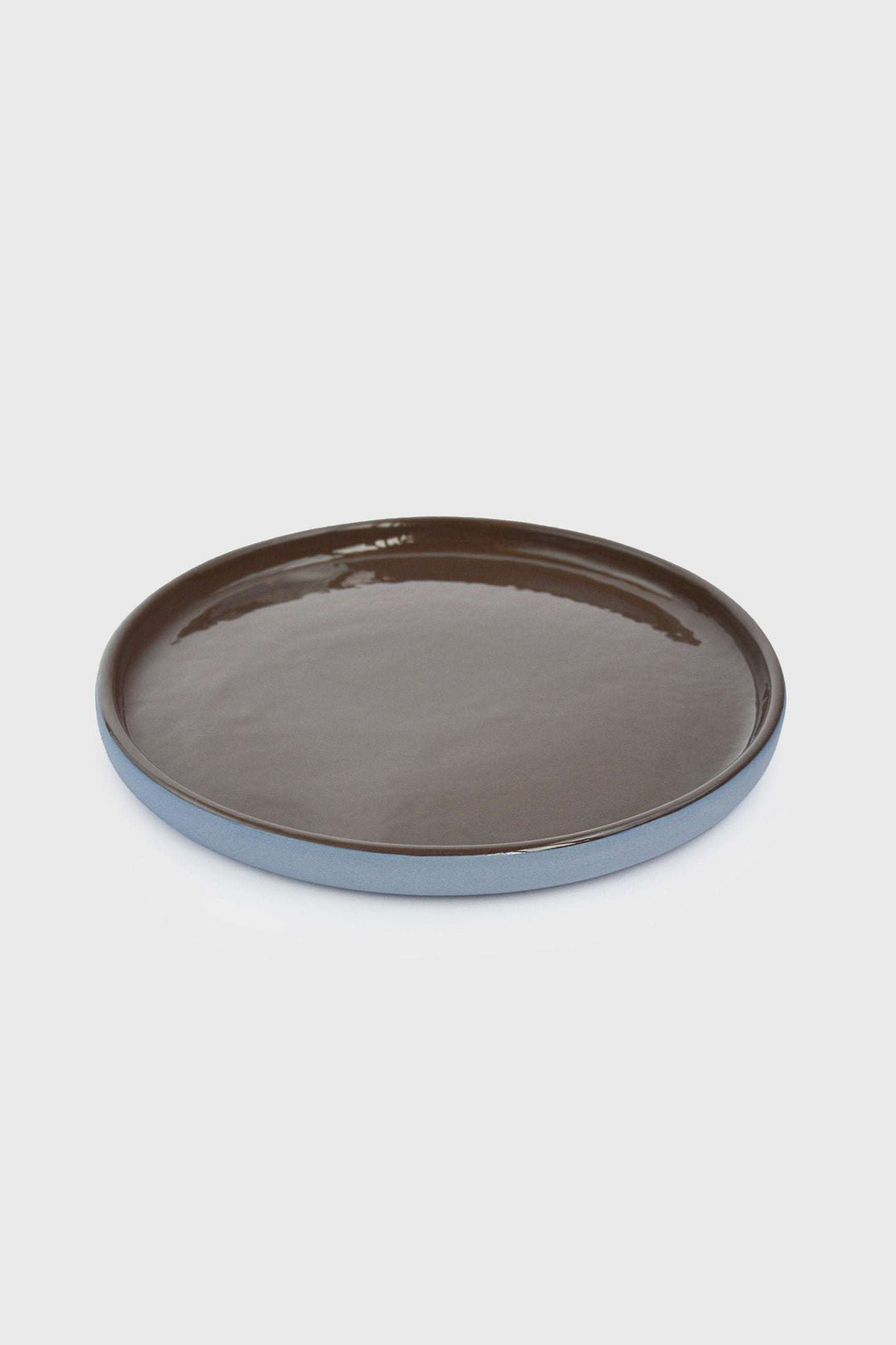 Handmade Blue Porcelain Dinner Plates. Forget-me-not/Chocolate