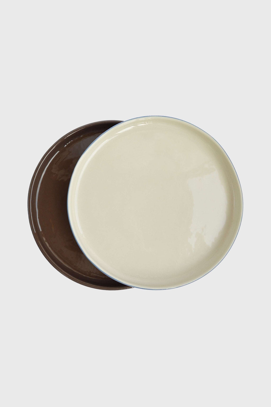Handmade Blue Porcelain Dinner Plates. Forget-me-not/Chocolate