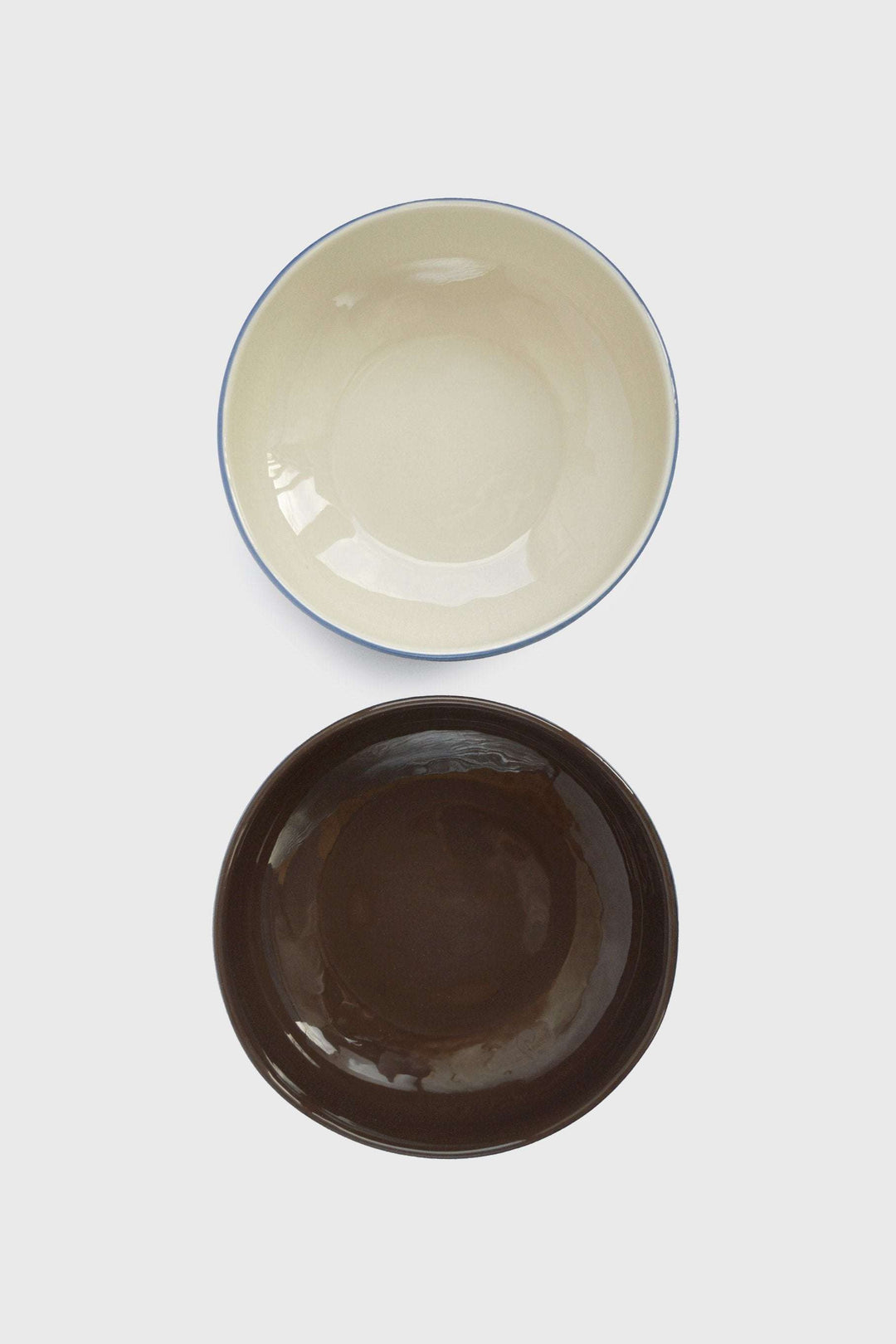 Handmade Porcelain Bowl. Forget-me-not/Chocolate