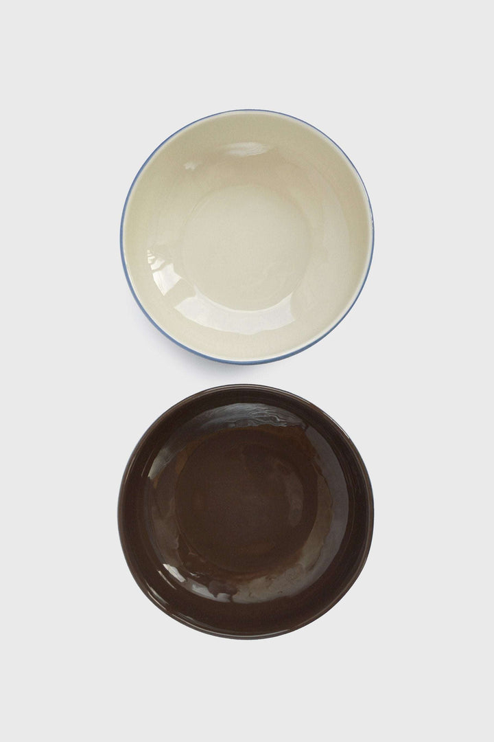 Handmade Porcelain Bowl. Forget-me-not/Chocolate