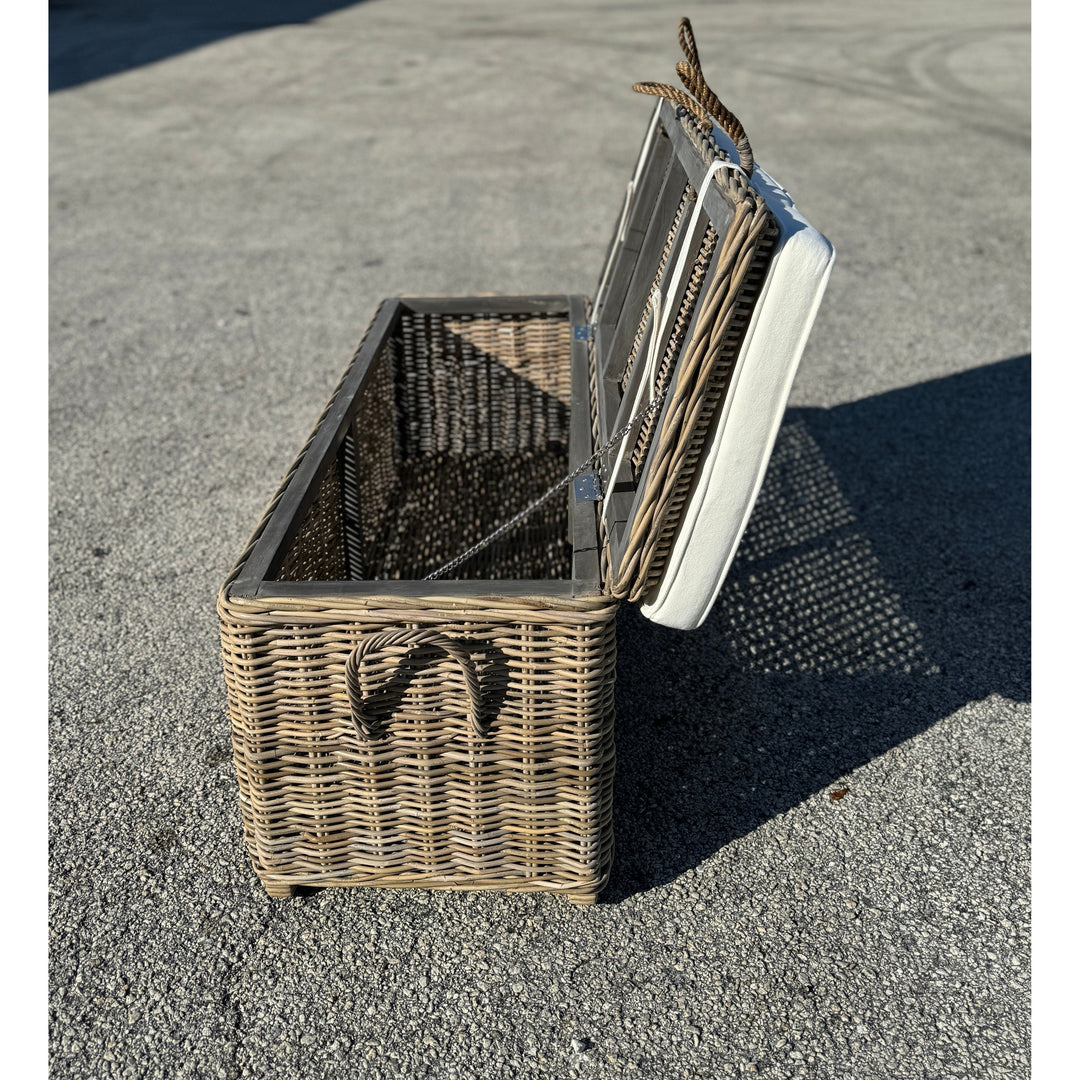 Key Largo Rattan Storage Bench With Cushion