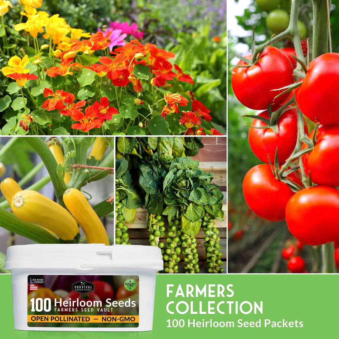 Complete Heirloom Survival Garden Seed Kit – 100 Non-GMO Packets