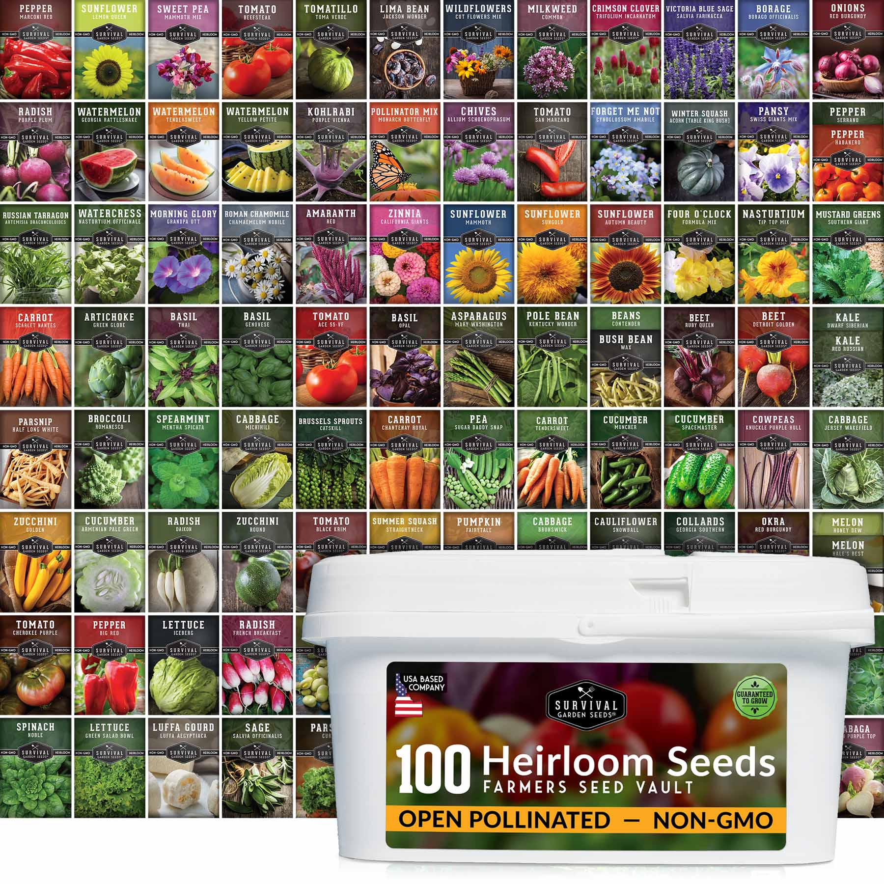 Complete Survival Garden Kit – 100 Seeds to Grow Food for Your Family