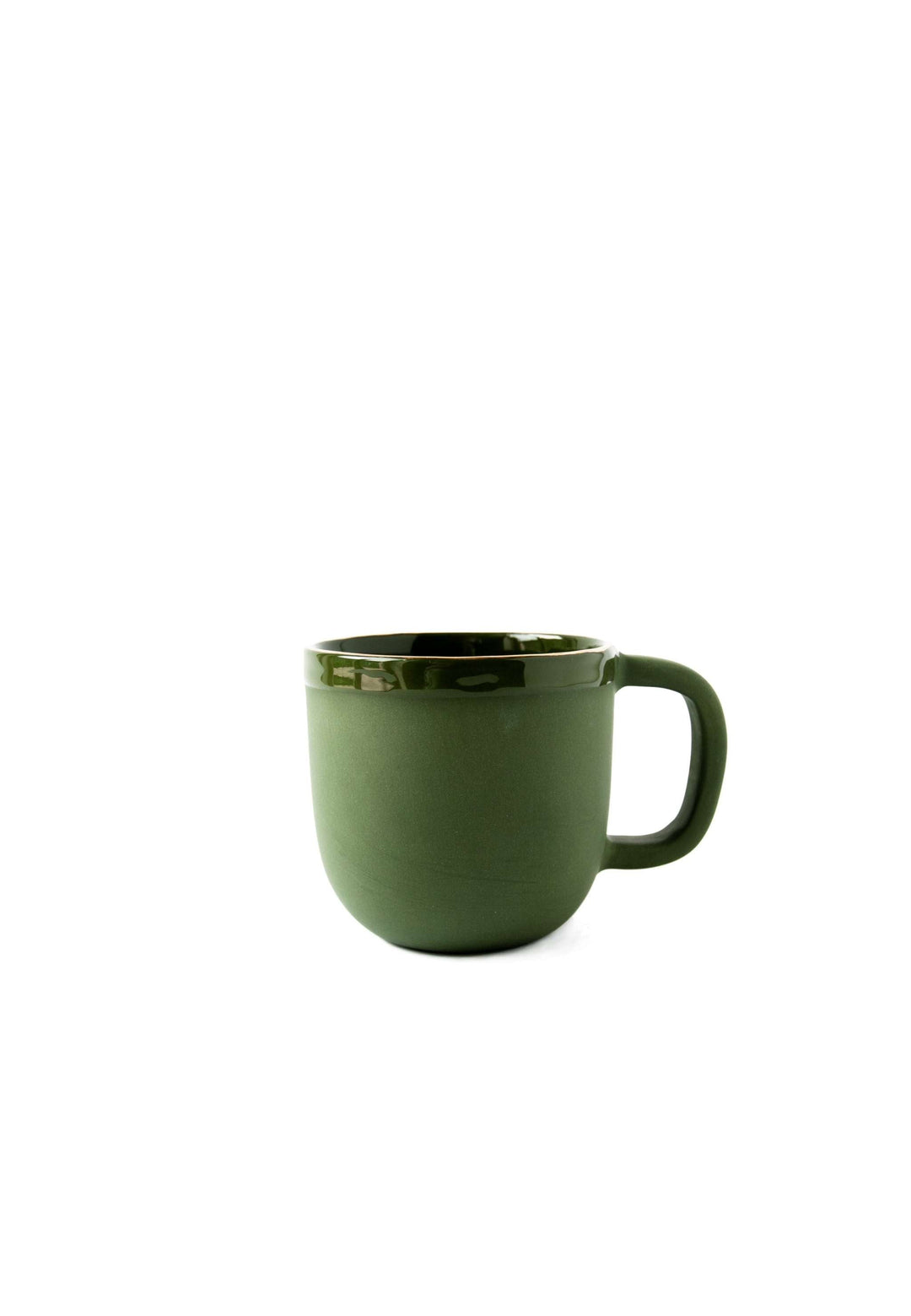 Gold Rim Coffee Mug | Handmade Porcelain Green Coffee Cup with Gold