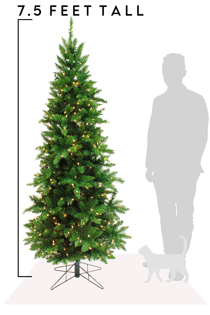 Prelit Slim Pencil Spruce Christmas Tree with Warm White Lights