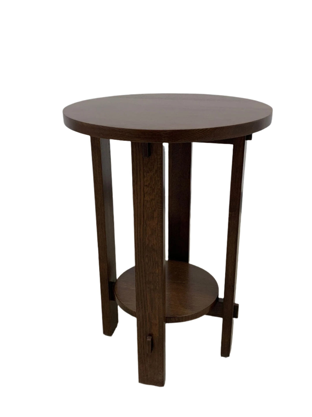 Mission Style Oak Round End Table - Michael&