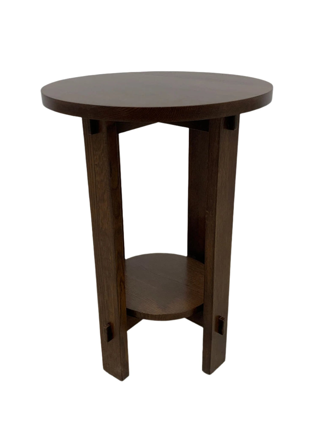 Mission Style Oak Round End Table - Michael&