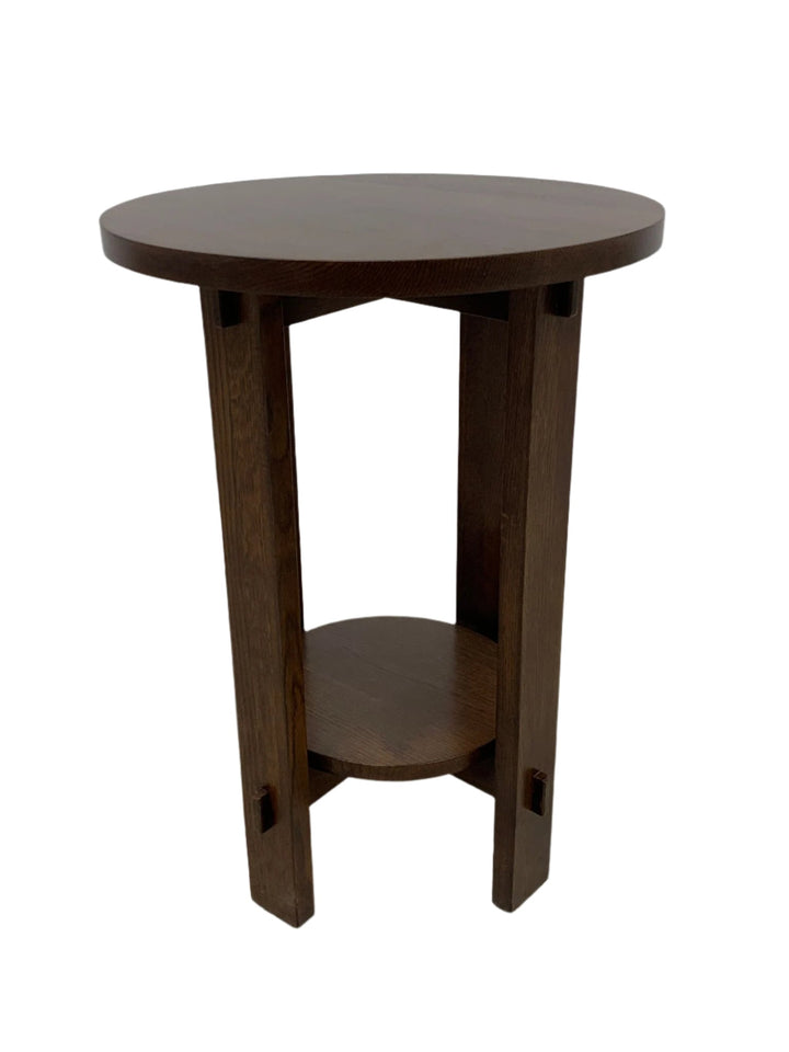 Mission Style Oak Round End Table - Michael&