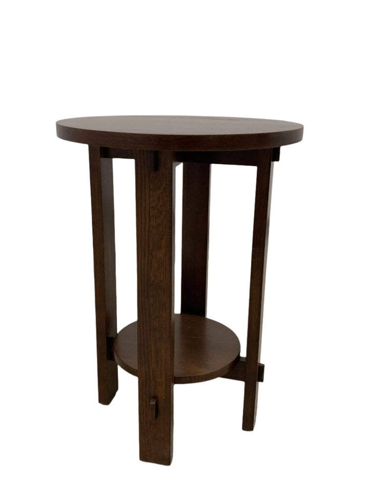 Mission Style Oak Round End Table - Michael&