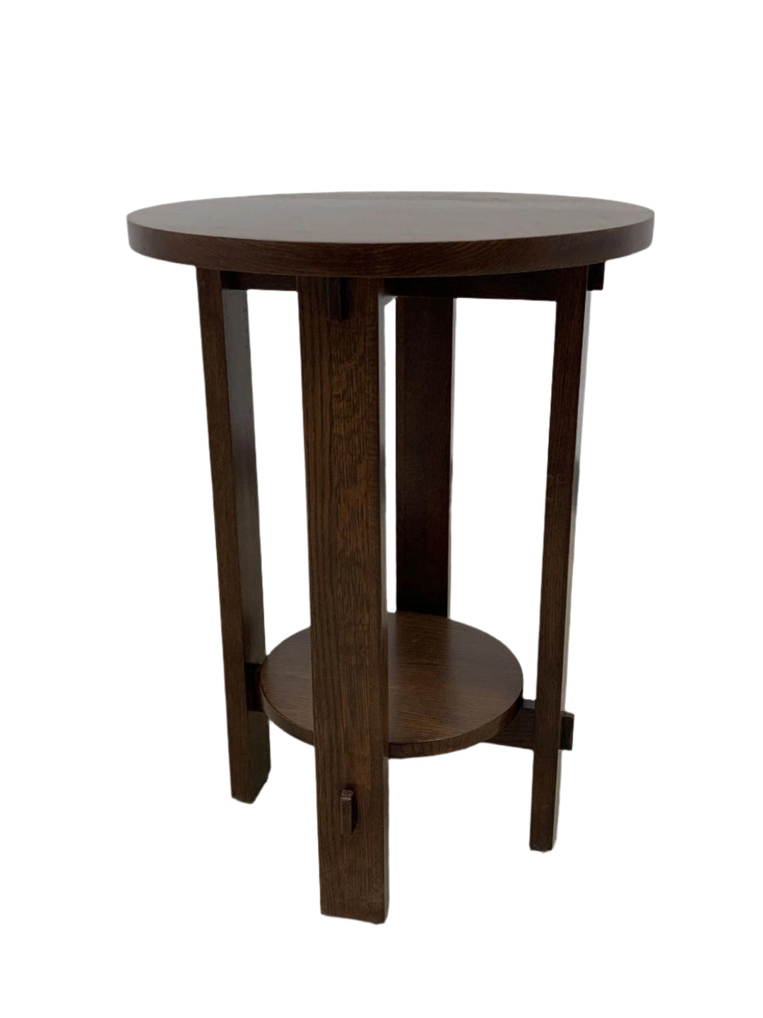 Mission Style Oak Round End Table - Michael&