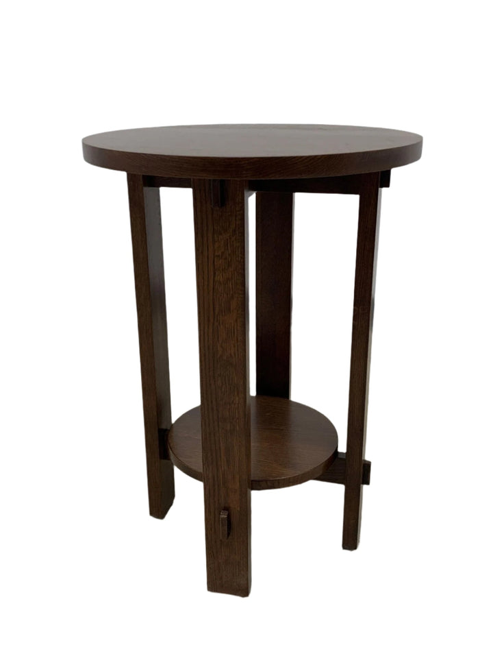 Mission Style Oak Round End Table - Michael&