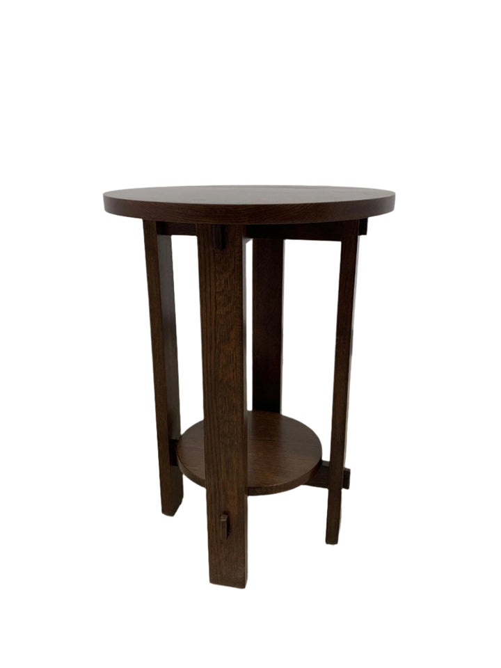 Mission Style Oak Round End Table - Michael&
