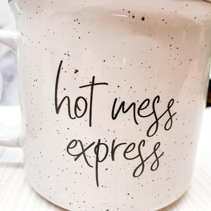 Hot Mess Express Ceramic Coffee Mug 15oz Black Rim Fun Gift for Family &amp; Friends