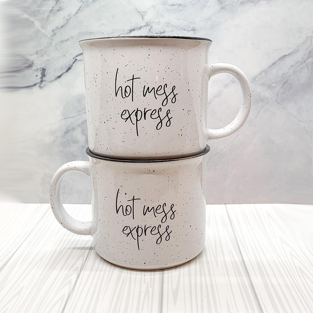 Hot Mess Express Ceramic Coffee Mug 15oz Black Rim Fun Gift for Family &amp; Friends