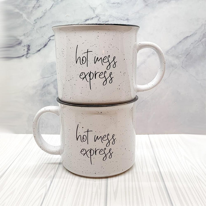 Hot Mess Express Ceramic Coffee Mug 15oz Black Rim Fun Gift for Family &amp; Friends